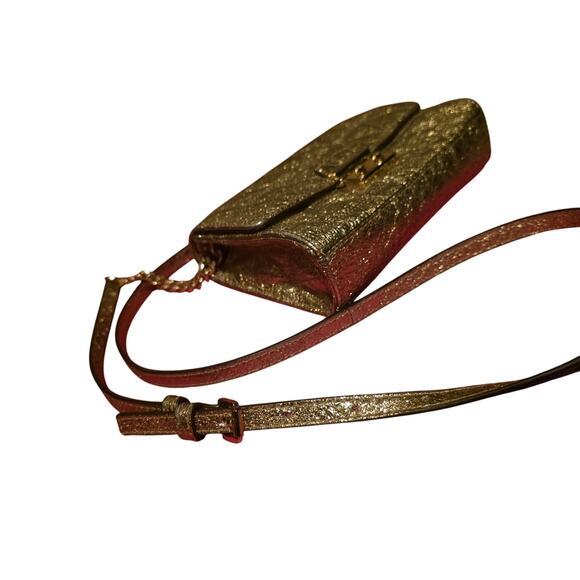 Michael Kors Gold Ruby Quilted Leather Clutch Crossbody 2-in-1 Purse Handbag - Picture 10 of 10